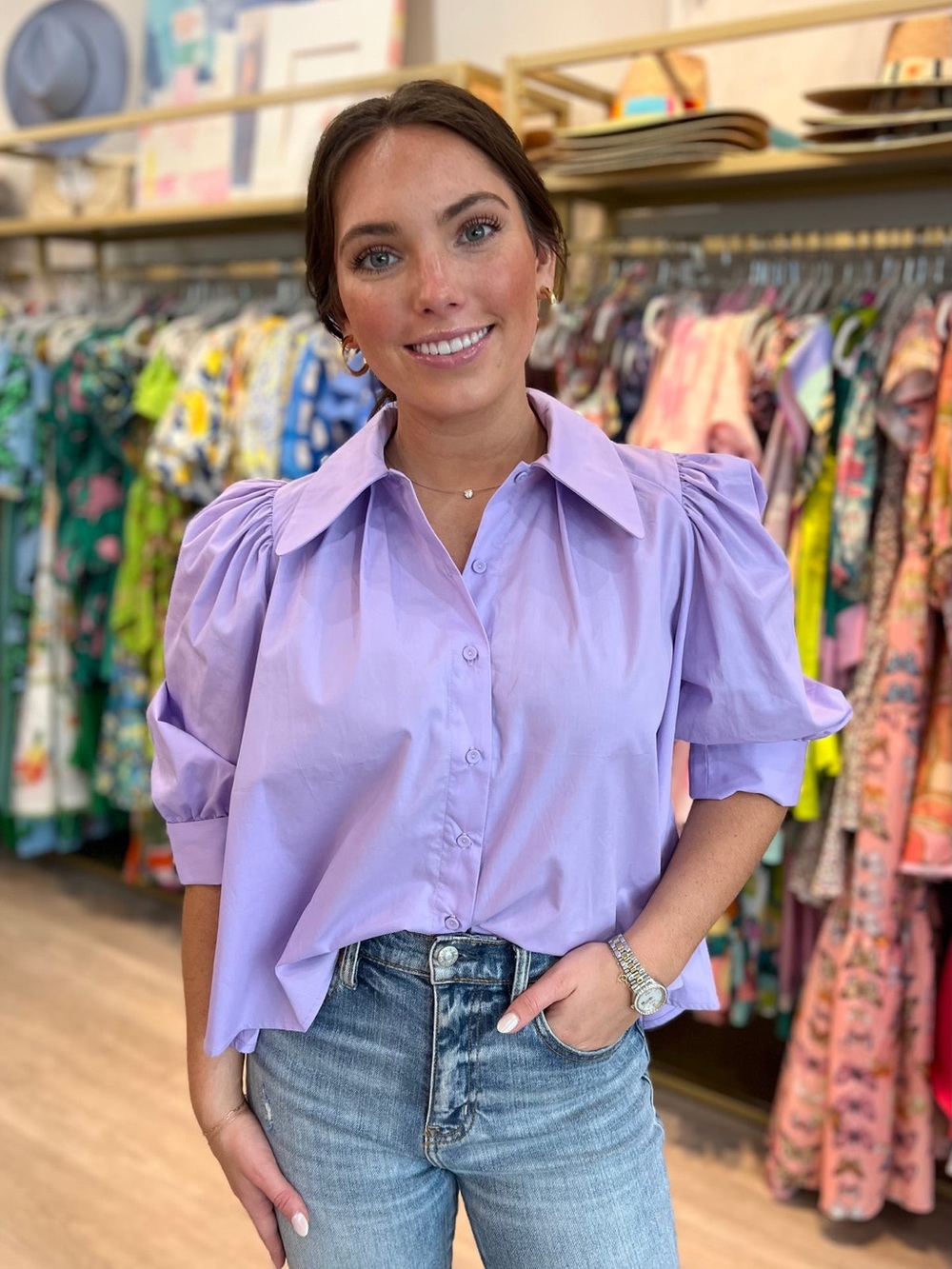 LaRoque Reba Top Lavender flowy top - Picture 3 of 4